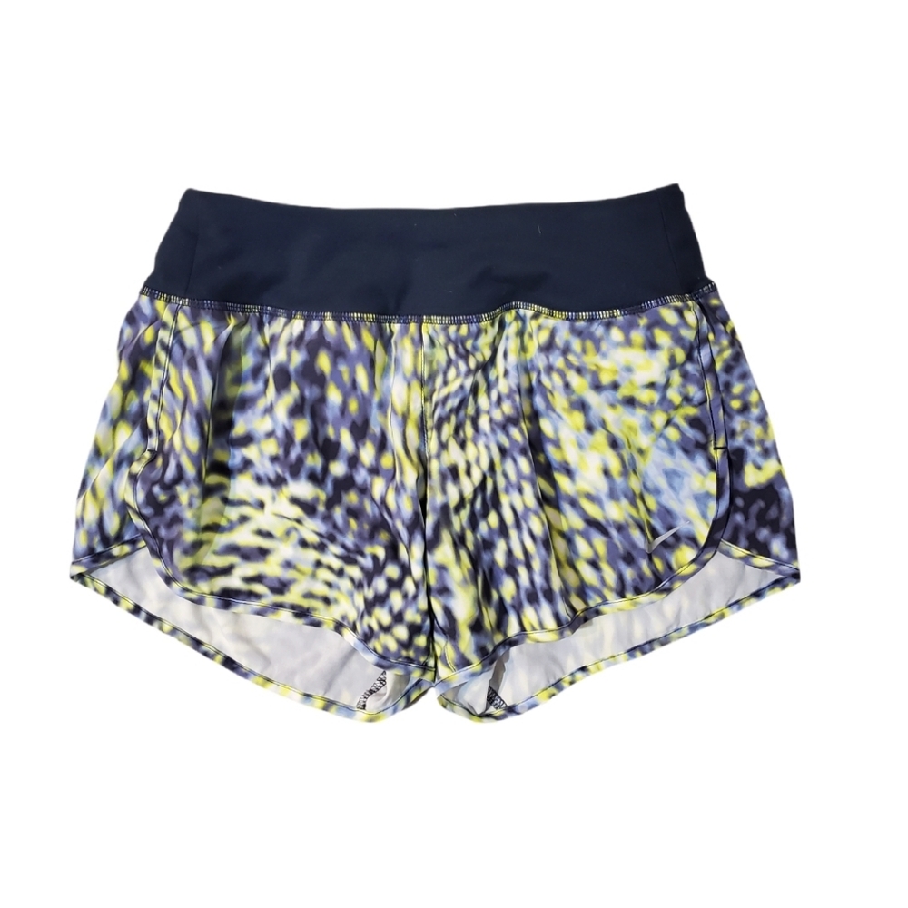 Nike Dri-Fit Women's Purple‎ Neon Yellow Lined Running Workout Shorts Size XS